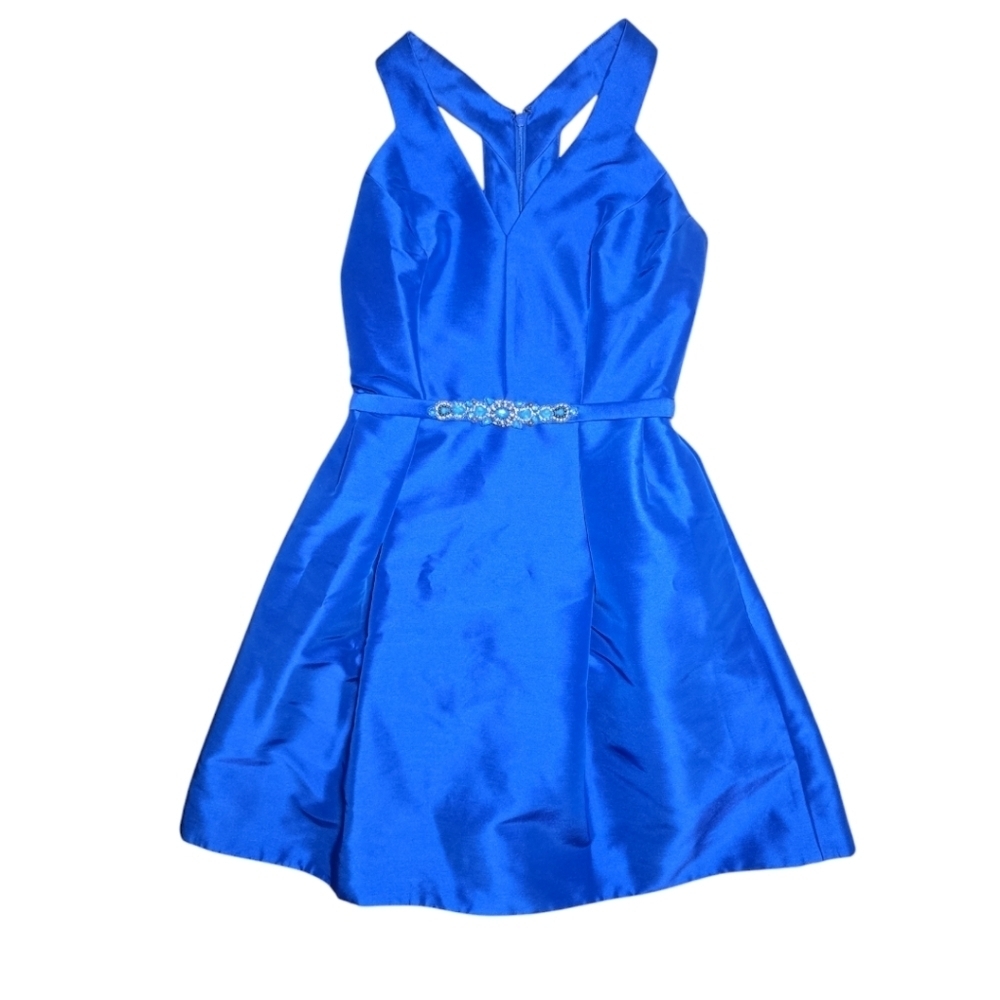 Theia Fit And Flare Blue Cocktail Mini Dress Size 10